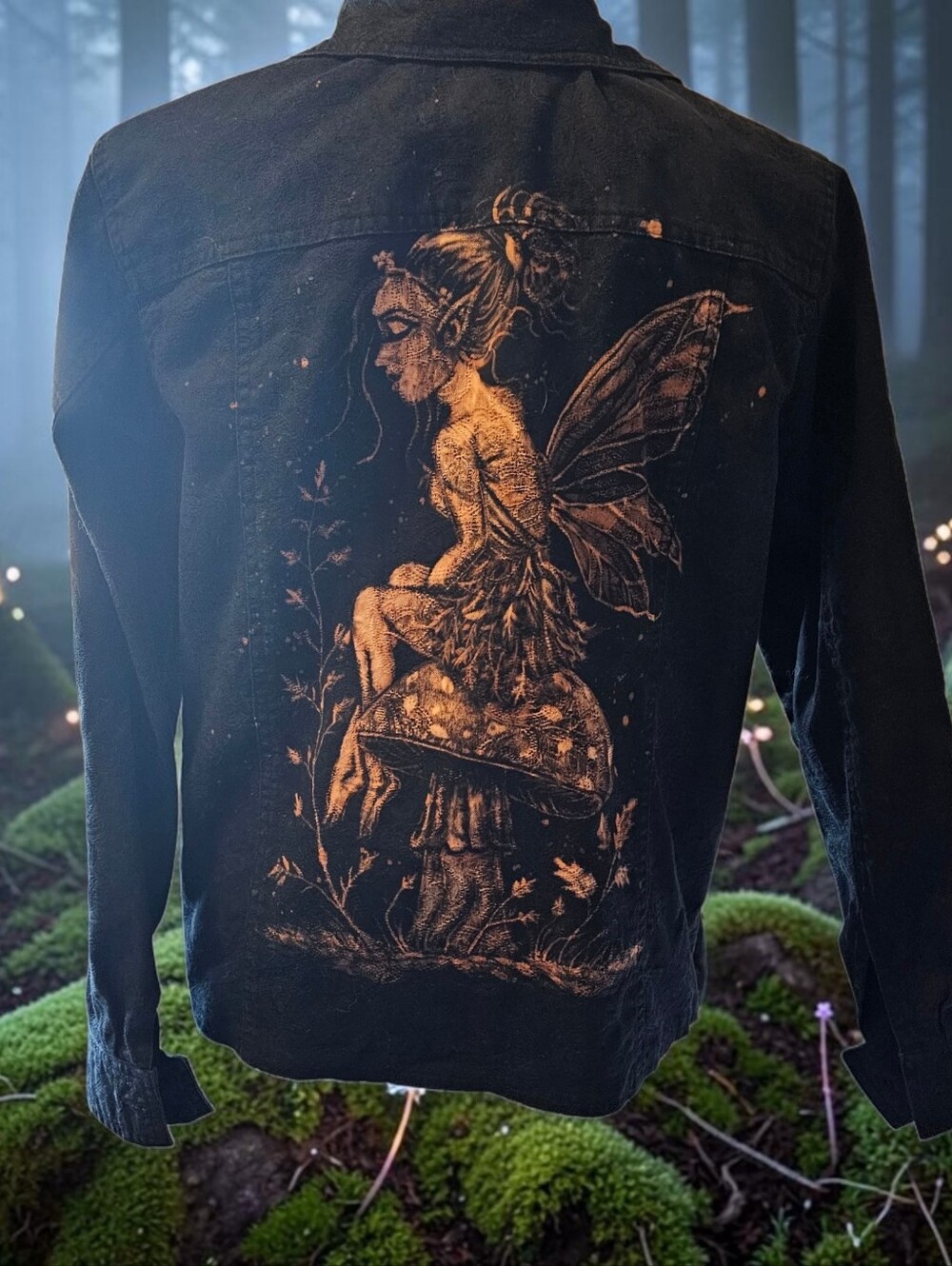 Hand Painted Jean Jacket With Fairy Magic